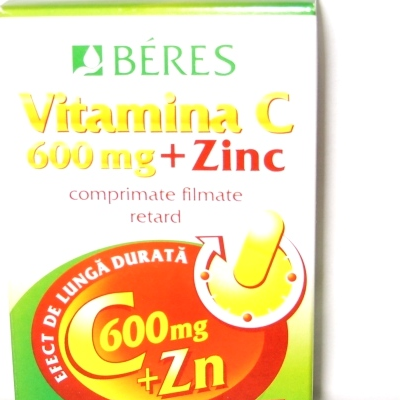 Beres Vitamina C 600mg+Zinc comprimate filmate x 60